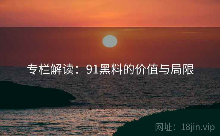专栏解读：91黑料的价值与局限