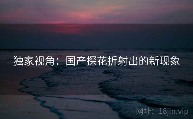 独家视角:国产探花折射出的新现象